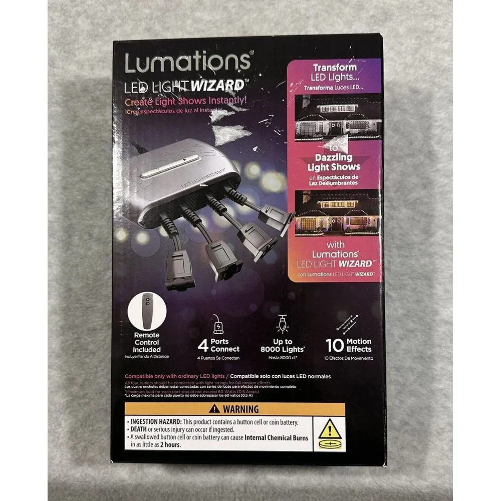 Luminations LED LIGHTWIZARD 4 Ports‎ with Remote, BRAND NEW IN BOX